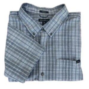 NWOT Eddie Bauer Short Sleeve Classic Fit Casual Button Down XXL 2XL Gray